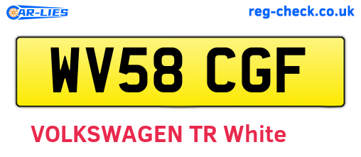 WV58CGF are the vehicle registration plates.