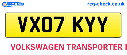 VX07KYY are the vehicle registration plates.