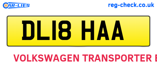 DL18HAA are the vehicle registration plates.