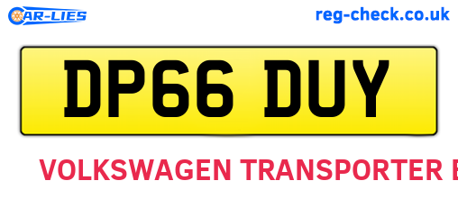 DP66DUY are the vehicle registration plates.