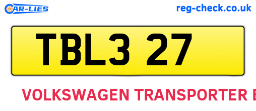 TBL327 are the vehicle registration plates.