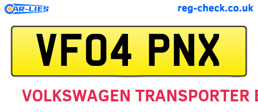 VF04PNX are the vehicle registration plates.