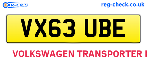 VX63UBE are the vehicle registration plates.