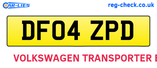 DF04ZPD are the vehicle registration plates.