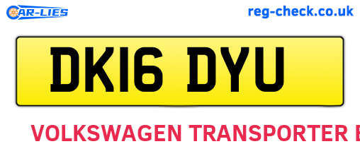 DK16DYU are the vehicle registration plates.