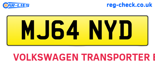 MJ64NYD are the vehicle registration plates.