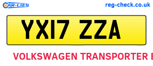 YX17ZZA are the vehicle registration plates.