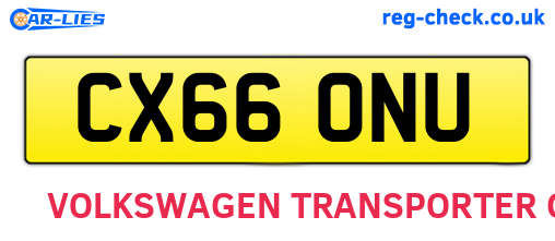 CX66ONU are the vehicle registration plates.
