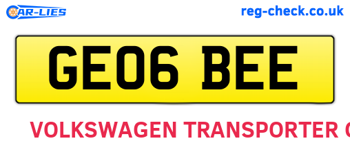 GE06BEE are the vehicle registration plates.