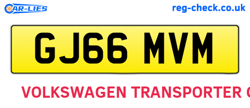 GJ66MVM are the vehicle registration plates.