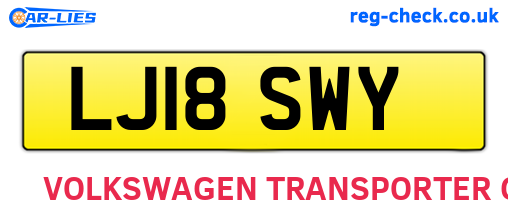 LJ18SWY are the vehicle registration plates.