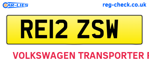RE12ZSW are the vehicle registration plates.
