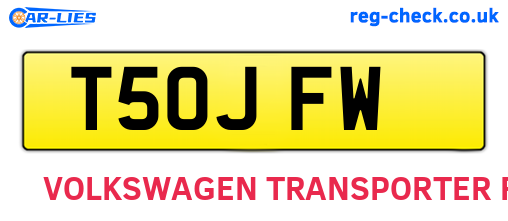 T50JFW are the vehicle registration plates.