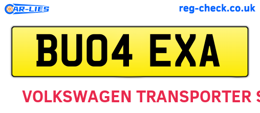 BU04EXA are the vehicle registration plates.