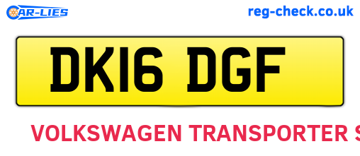 DK16DGF are the vehicle registration plates.