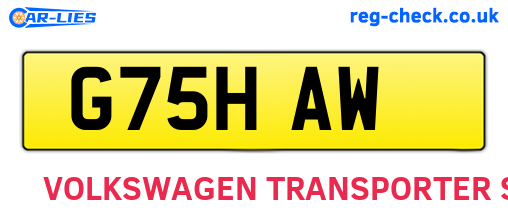 G75HAW are the vehicle registration plates.