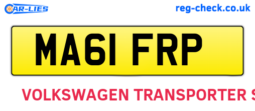 MA61FRP are the vehicle registration plates.