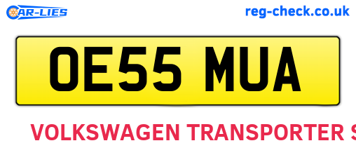 OE55MUA are the vehicle registration plates.