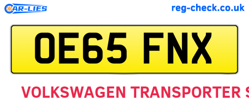 OE65FNX are the vehicle registration plates.