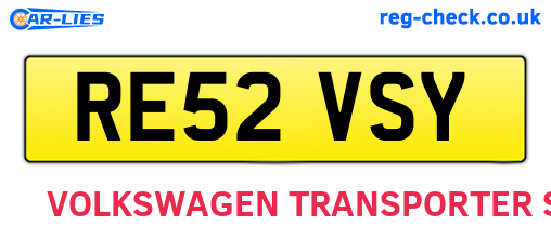 RE52VSY are the vehicle registration plates.