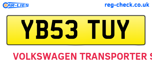 YB53TUY are the vehicle registration plates.