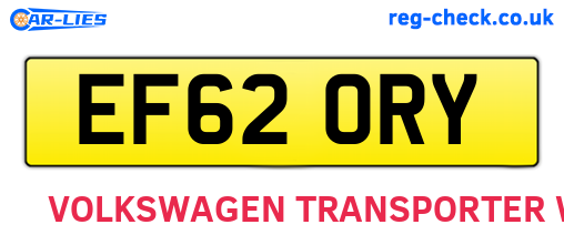 EF62ORY are the vehicle registration plates.