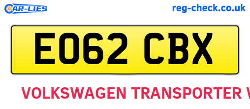 EO62CBX are the vehicle registration plates.