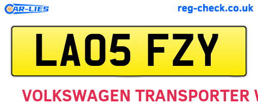 LA05FZY are the vehicle registration plates.