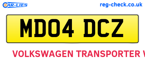 MD04DCZ are the vehicle registration plates.