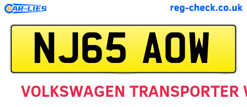 NJ65AOW are the vehicle registration plates.