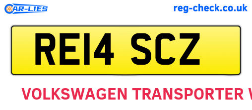 RE14SCZ are the vehicle registration plates.