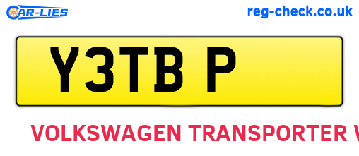 Y3TBP are the vehicle registration plates.