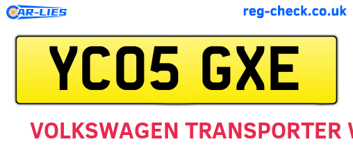 YC05GXE are the vehicle registration plates.