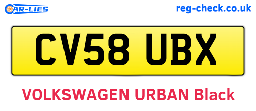 CV58UBX are the vehicle registration plates.