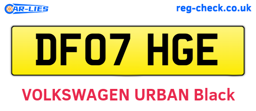 DF07HGE are the vehicle registration plates.