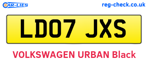 LD07JXS are the vehicle registration plates.