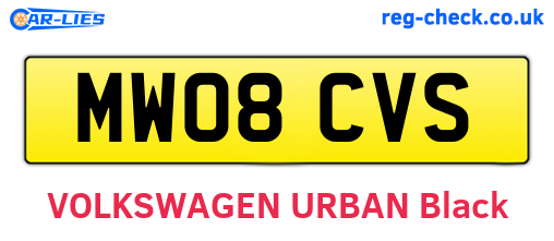 MW08CVS are the vehicle registration plates.
