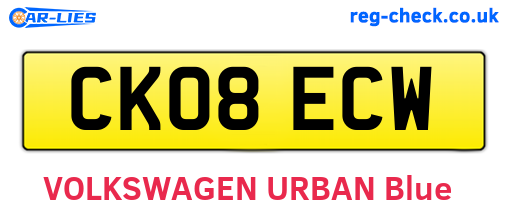 CK08ECW are the vehicle registration plates.