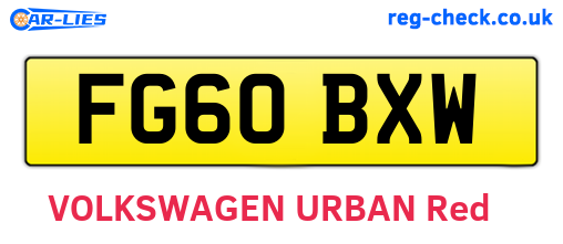 FG60BXW are the vehicle registration plates.