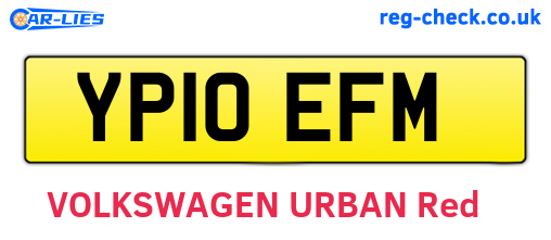 YP10EFM are the vehicle registration plates.