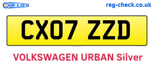 CX07ZZD are the vehicle registration plates.