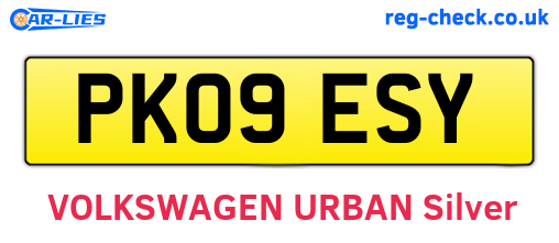 PK09ESY are the vehicle registration plates.