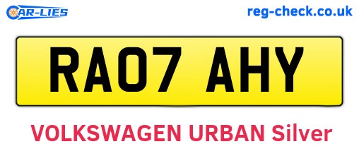 RA07AHY are the vehicle registration plates.
