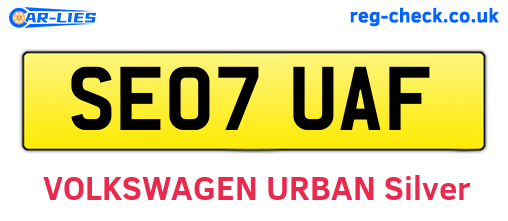 SE07UAF are the vehicle registration plates.