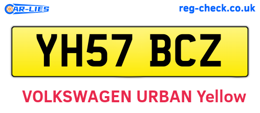YH57BCZ are the vehicle registration plates.