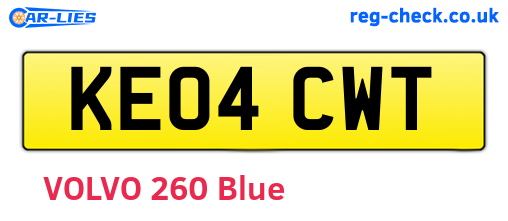 KE04CWT are the vehicle registration plates.