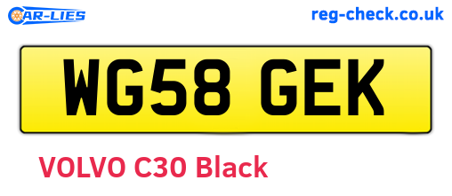 WG58GEK are the vehicle registration plates.