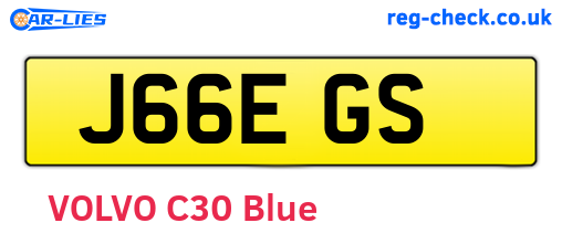 J66EGS are the vehicle registration plates.