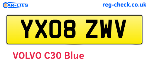 YX08ZWV are the vehicle registration plates.
