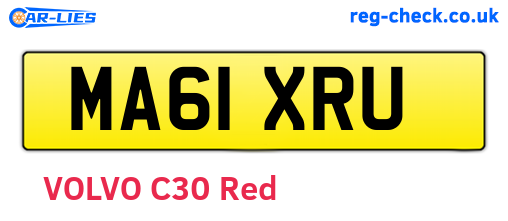 MA61XRU are the vehicle registration plates.